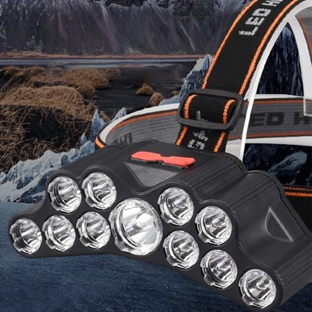 11 Lamp Beads 4 Mode Strålkastare Svart