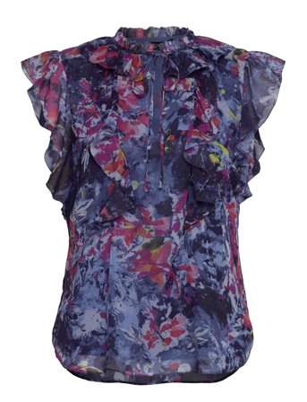Lauren Ralph Lauren | Print Ruffle-Trim Georgette Blouse | XL