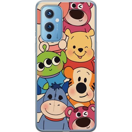 Kompatibel Mobilcover til OnePlus 9 Søde Disney-figurer som Peter Plys, Tiger, Nasse, Lotso og Alien poserer sammen i farverig og legende stil, der sp