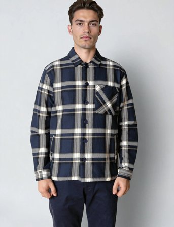 Clean Cut Copenhagen Asher Checked Overshirt - Navy - L