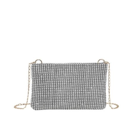 Glitterende clutchveske for kvinner, skulderveske med kjede, crossbody-veske_ry