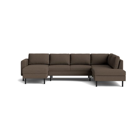 Oslo U-Form Sofa, links, Cona Grau/Beige, einfarbig, modernes Design, hoher Sitzkomfort, großzügige Wohnlandschaft, schwarze Füße, Höhe 77cm
