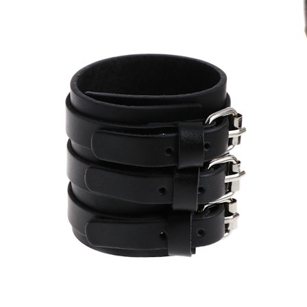 260x60 mm 3-strenget tredobbelt rem i imiteret læder manchet omslag Wtistbånd Armbånd Punk