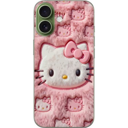 Kompatibelt Mobildeksel til Apple iPhone 17 Hello Kitty rosa fluffy bakgrunn med ikoniskt ansikt og kawaii-estetikk