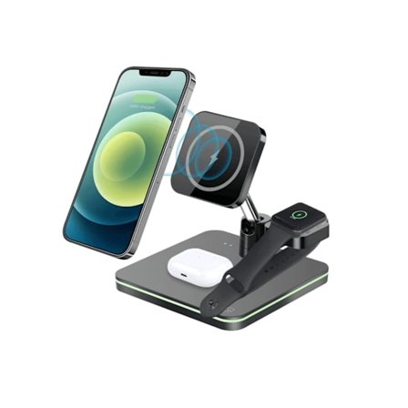 Trådlös laddare 3-i-1 15W Magnetisk trådlös laddningsstation Snabb och säker laddningsstation för iPhone 13/12 12 Pro