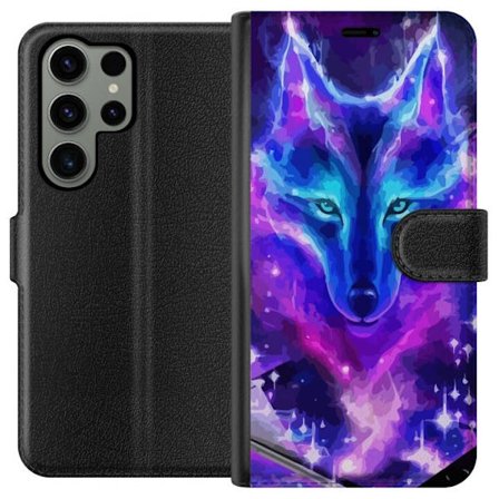 Plånboksfodral till Samsung Galaxy S23 Ultra med Neon Varg