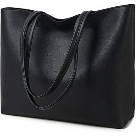 Dame Tote Tasker Enkle PU Læder Top Håndtag Håndtasker Arbejde Skole Shoppingtasker til Kvinder med Lynlås og Indvendig Lomme