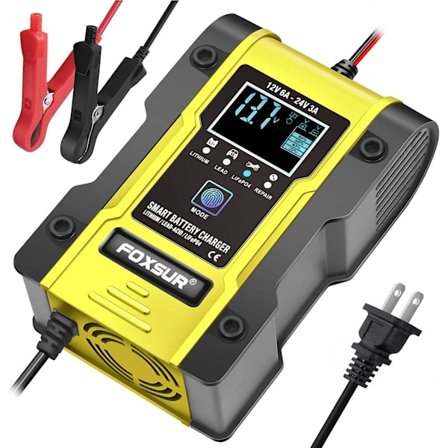 Litiumakkulaturi, 12v/24v 6ampeerin täysautomaattinen älykäs auton akkulaturi (litium-akut, lyijyakut, kalsium, jne.)/ylläpito