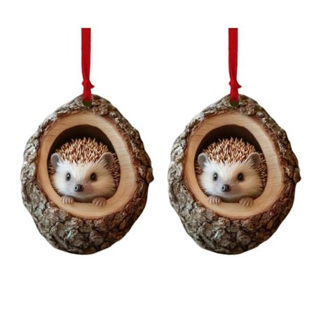 2 stk. Juletræspynt med dyr, 2D akryl skovdyrsdekoration, let at hænge, dyredekoration i træhul til kaminhylde, træ, krans