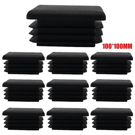Kvadratiske Plastpropper Rørstol Endekappe Stolplugg 10 stk Svarte Plastkvadratpropper