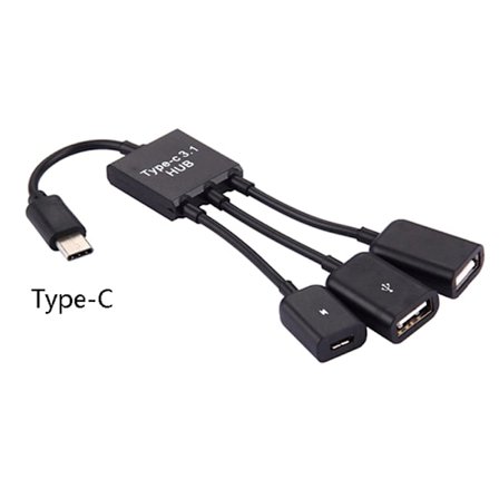 3 in 1 Micro USB Type C HUB uros-naaras Double USB 2.0 -isäntä