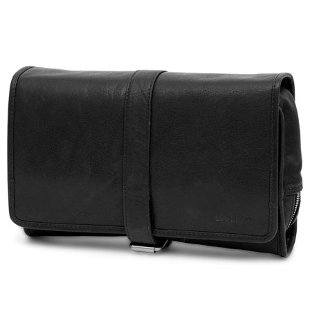 Czarna skórzana kosmetyczka wisząca Montreal dla mężczyzn - Torby na przybory toaletowe