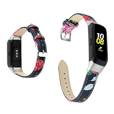 Samsung Galaxy Fit aito nahkainen rannekello - Ruusut Mustalla Taustalla