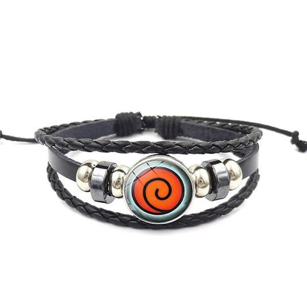 Cartoon söt Naruto armband svart läder färgglada ädelsten armband för barn barn DB