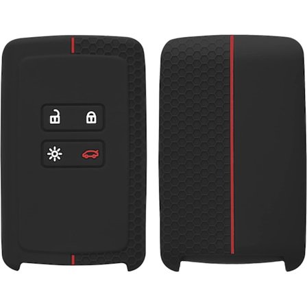 Svart-röd bilnyckelskydd kompatibel med Renault Smart Key 4-Butto