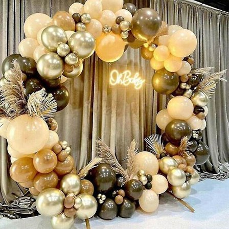 102x Coffee Brown Gold Balloons Arch Kit Garland Baby Shower Wedding Party Decor