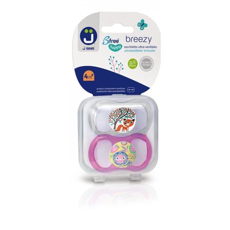 J Bimbi B Free Breezy Happy Succhietto Silicone Trasparente/Rosa
