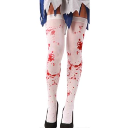 1 Par Halloween-sokker Sykepleier Cosplay Horror Thriller Stil Elastisk Anti-skli Lårlange Zombie Blod Flekker Maskerader Fester Kostyme