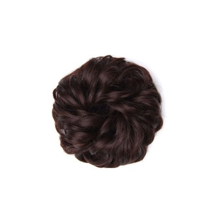 En mørk brun realistisk parykk med en hårring, strikk, hår