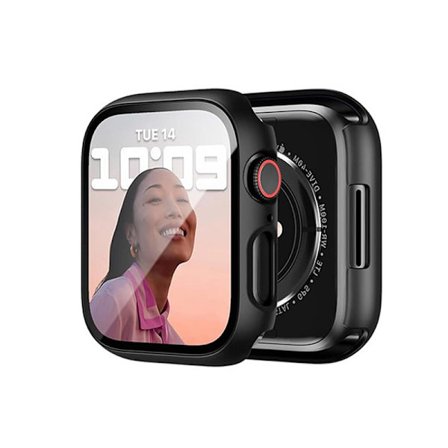 Skyddande Skal Kompatibelt med Apple Watch 46mm (10:e Gen) - Svart PC + Härdat Glas