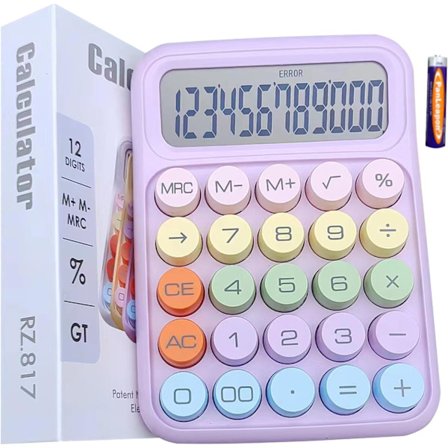 Luovasti Suunniteltu Elektroninen Makean Väriinen Laskukone, Pyöreät Painikkeet, 12-Numeroinen LCD & Suuret Pyöreät Painikkeet, Ihastuttava Laskukone