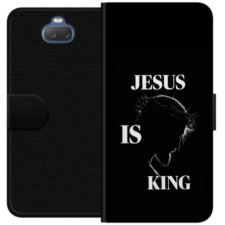 Yhteensopiva Lompakkokotelo Sony Xperia 10 Värikkäitä kawaii-hahmoja pinottuna pystysuunnassa violetilla taustalla, pehmeillä muodoilla ja leikkis