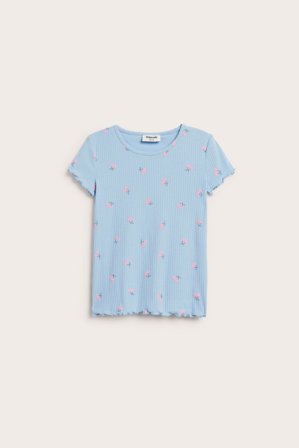 Kappahl | Ribbet topp med kirsebær Lyseblå 110/116 | Lyseblå