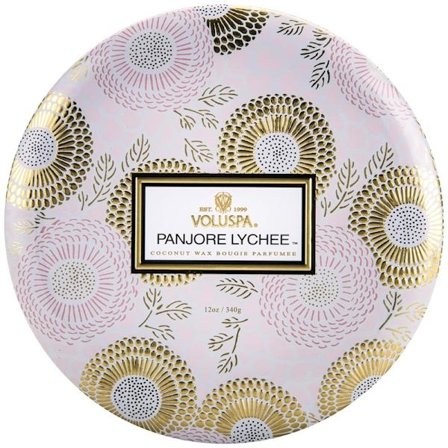Voluspa 3-Wick Candle Decorative Tin Panjore Lychee 340g