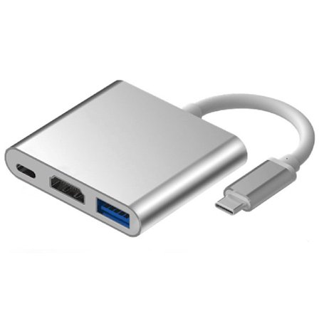 Type-C til HDMI tre-i-én adapterkabel USB3.1 multifunktionsudvidelsesdock 4k aluminiumskal konverter, 2-pak