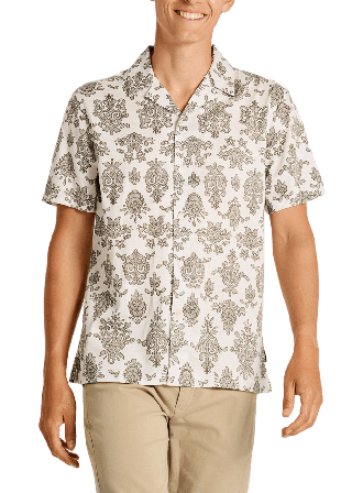 Lindbergh Cotton/Lyocel AOP Shirt S/S Kortärmade skjortor Herr Grön XL