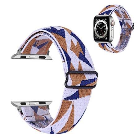 Apple Watch Series 6 / 5 44mm nylon pattern watch band - Fragments of Brown and Blue