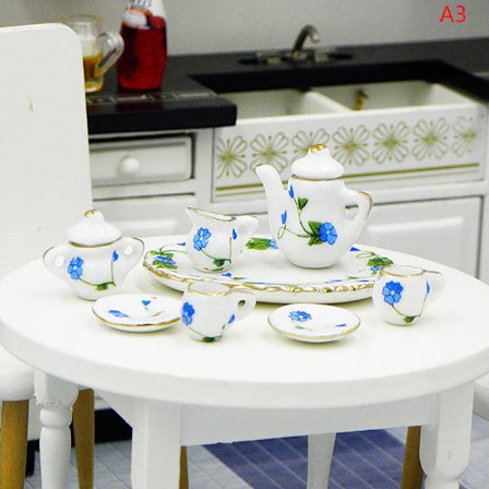 Set i miniatyr porslin Bordsservis Kök Dollhouse Tea