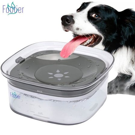 (Grå) Anti-Splash Hundeskål, Flydende Vandskål til Hunde, Drypfri Rejse Hundeskål - Stor