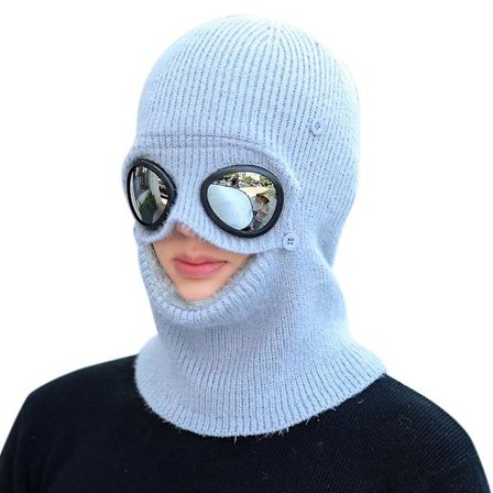 Vinterstickad mössa Halsvärmare Fleecefodrad cap Män Kvinnor Utomhuscykling Glasögon Cap Ny