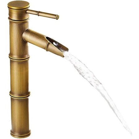 Vintage Antik Mässing Bambu Badrum Köksblandare Hotell Handfat Kran Koppar (Ingen Slang)