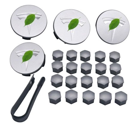 Hjul kapselsett senter kapsel nav mutter deksel svart rød hvit grå med 4 senter kapsel 20 mutter deksel for Tesla Model 3 Y S X