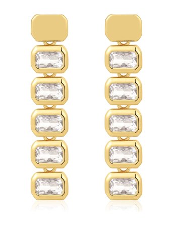 LUV AJ | The Bianca Bezel Drop Studs- Gold | ONE SIZE