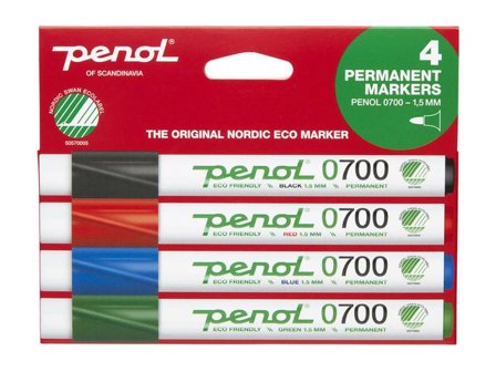 PENOL Märkpenna 0-700 perm 1,5mm 4/fp - Lyreco - Kontorsmaterial - Pennor - Märkpennor - Rund spets