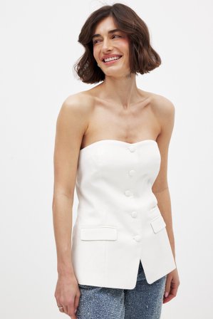 NA-KD Haut corset boutonné sur le devant à encolure cœur - - Blanc - EU 44