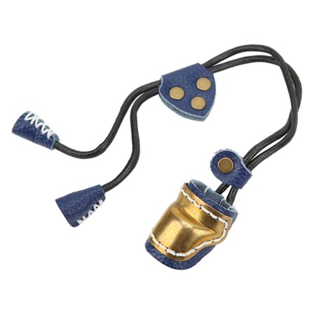 Bueskytte Fingerbeskytter i Messing og Læder Tommelfinger Ring til Traditionel Bueskydning Udstyr Udendørs Blå