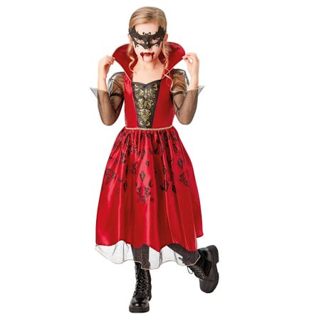 Rubies Girls Deluxe Vampiress Costume Dress 7-8 år Röd/Svart
