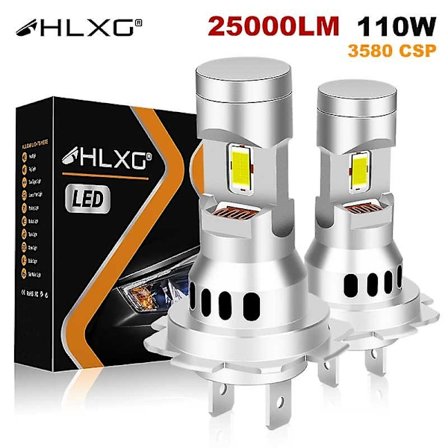 -hlxg Turbo H7 Led Canbus Lys 110w 25000lm Mini Forlygter 3580 Csp Trådløse Bil Led Forlygtepærer Med Blæser 6000k Hvid 12v