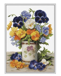 Stickpackung Bild Stiefmütterchenstrauß