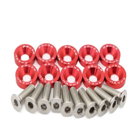 10 Stk/Pakke Bilmodifiserte skruer sekskantfeste RØD