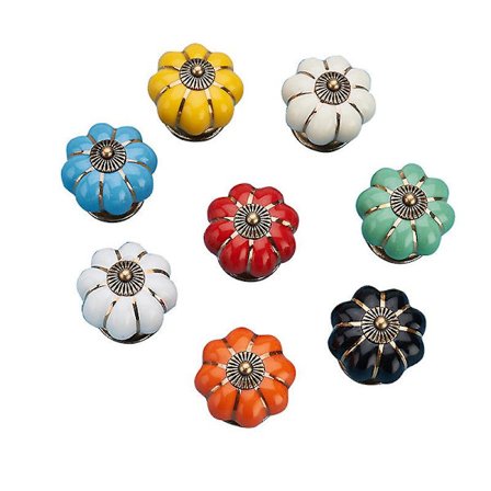 10 st keramiska knoppar vintage knopp låda pumpaformad draghandtag möbeldörr skåp garderob byrå dekorativ rosa (gul)