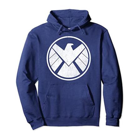 Marvel Herr Shield Logo Hoodie L Marinblå