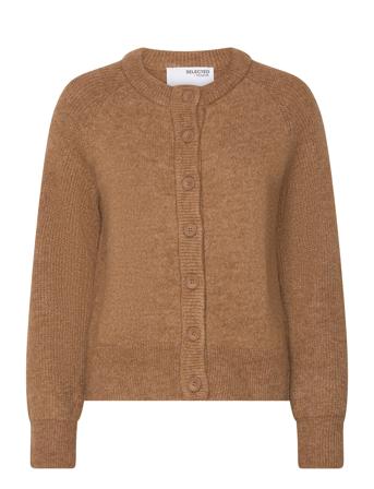 Slfrena Ls Knit Cardigan Camp Selected Femme Brown