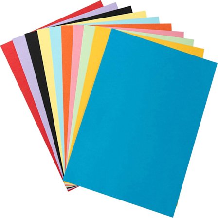 100 ark 180g fortykket A4 farvet karton, 10 farver til at mikse og matche, dobbeltsidet til DIY origami og maling.