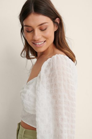 NA-KD Boho Chemisier Court - - Blanc - EU 38
