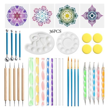 Mandala Dotting Tools Sæt - 36 PCS Dot Maleri Kit med Dotting Tools, Kuglepen til Sten Maleri, Farvning, Neglekunst, Tegninger og Udkast